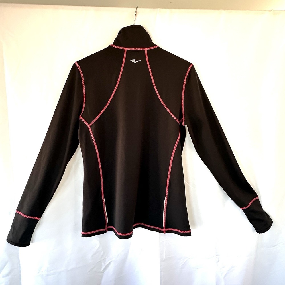 Everlast Black Pink Activewear Top Size L Women's 1/4 Zip Long Sleeve Thumbholes - Picture 2 of 12